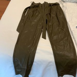 Forest green vegan leather pants